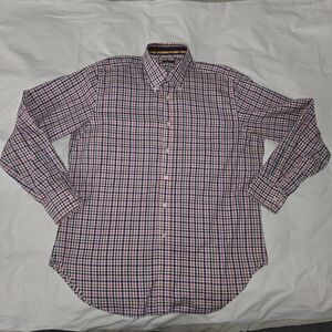 J. McLaughlin Men's Red and Blue Checkered Shirt